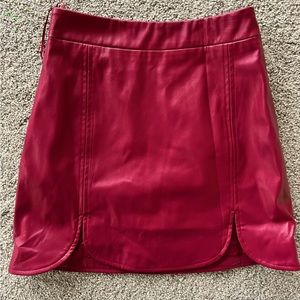 Sexy burgundy pleather mini skirt XS